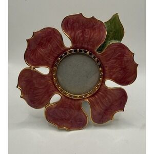 Carr Burnes of Boston 2"x2" Round Bijou Pink Floral Photo Frame